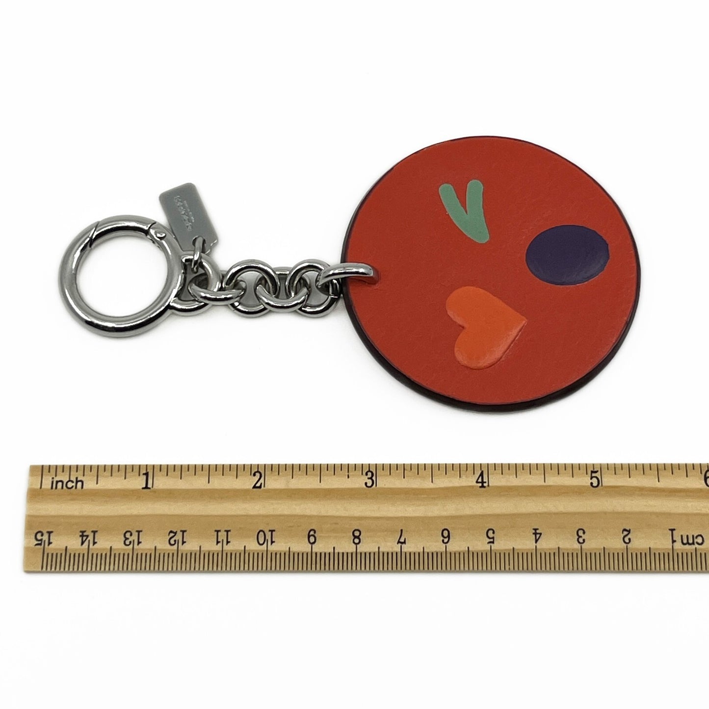 Coach Winky Emoji Leather Keychain Bag Charm in Orange