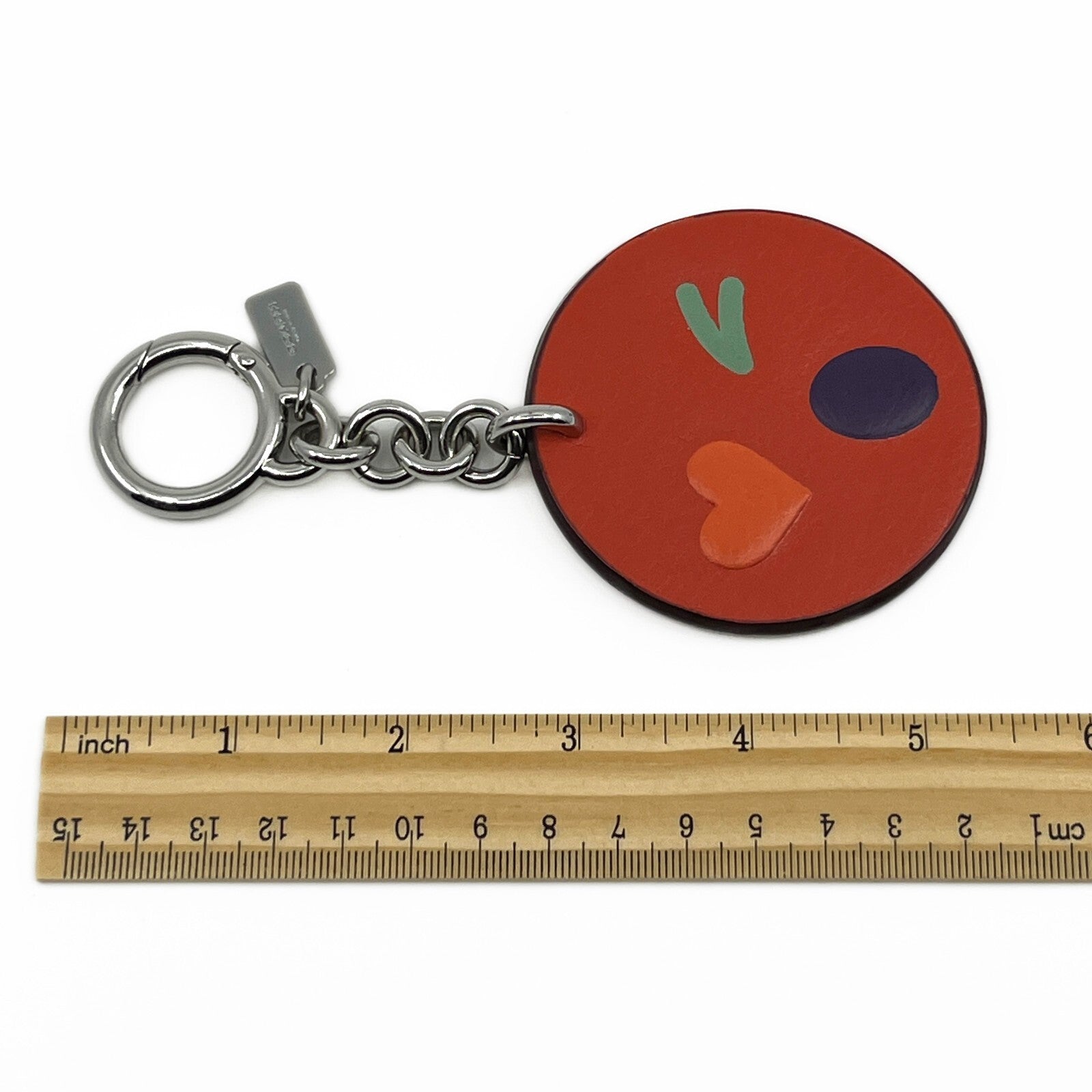 Coach Winky Emoji Leather Keychain Bag Charm in Orange