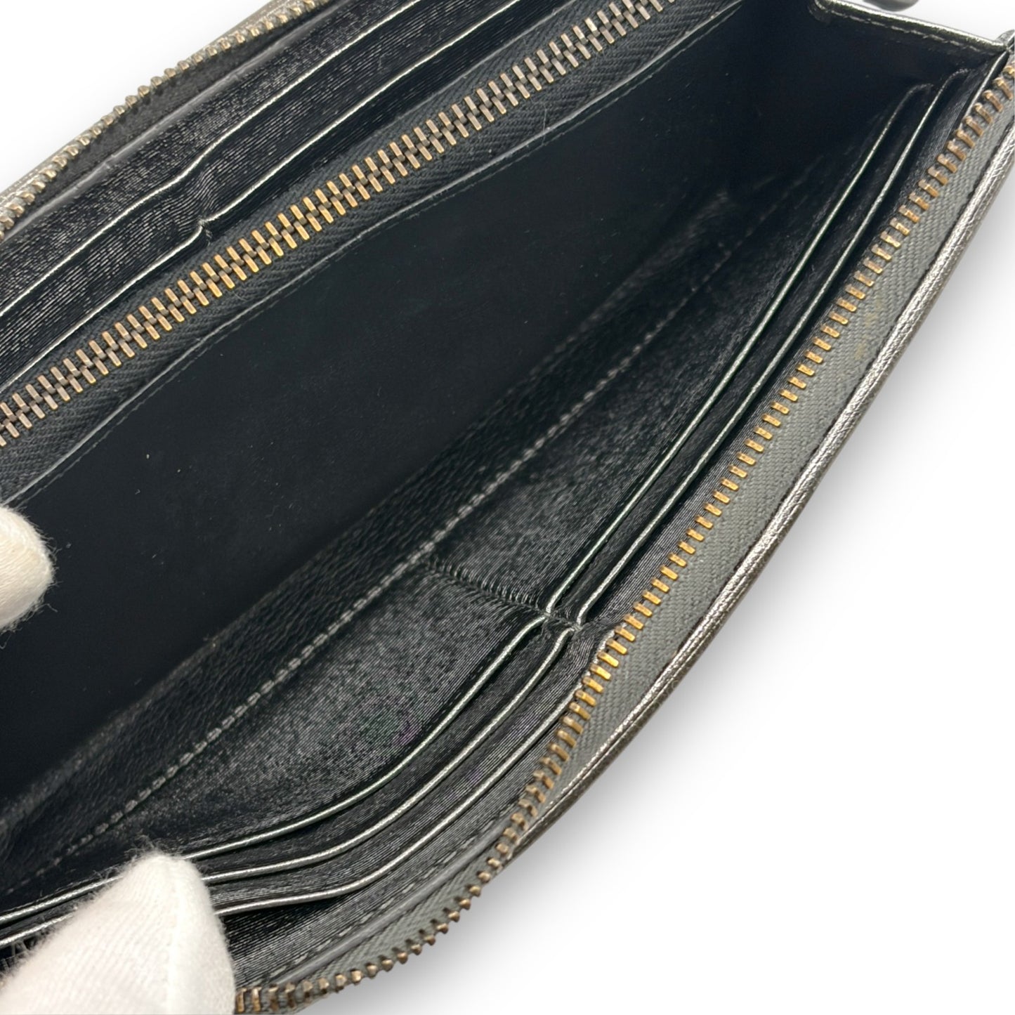 Bottega Veneta Intrecciato Long Wallet Silver Leather w/ Box