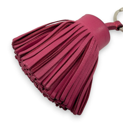 Hermès Carmen Rose Pourpre Pink Leather Tassel Key Ring Charm w/ Box