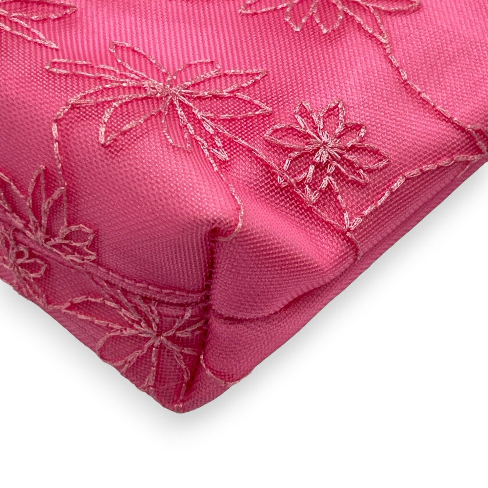 Givenchy Cosmetic Pouch Pink Floral Pattern Silver Logo Zipper