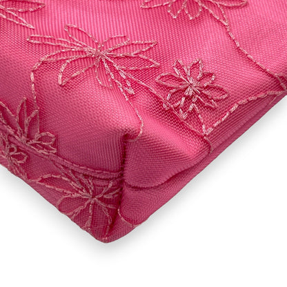 Givenchy Cosmetic Pouch Pink Floral Pattern Silver Logo Zipper