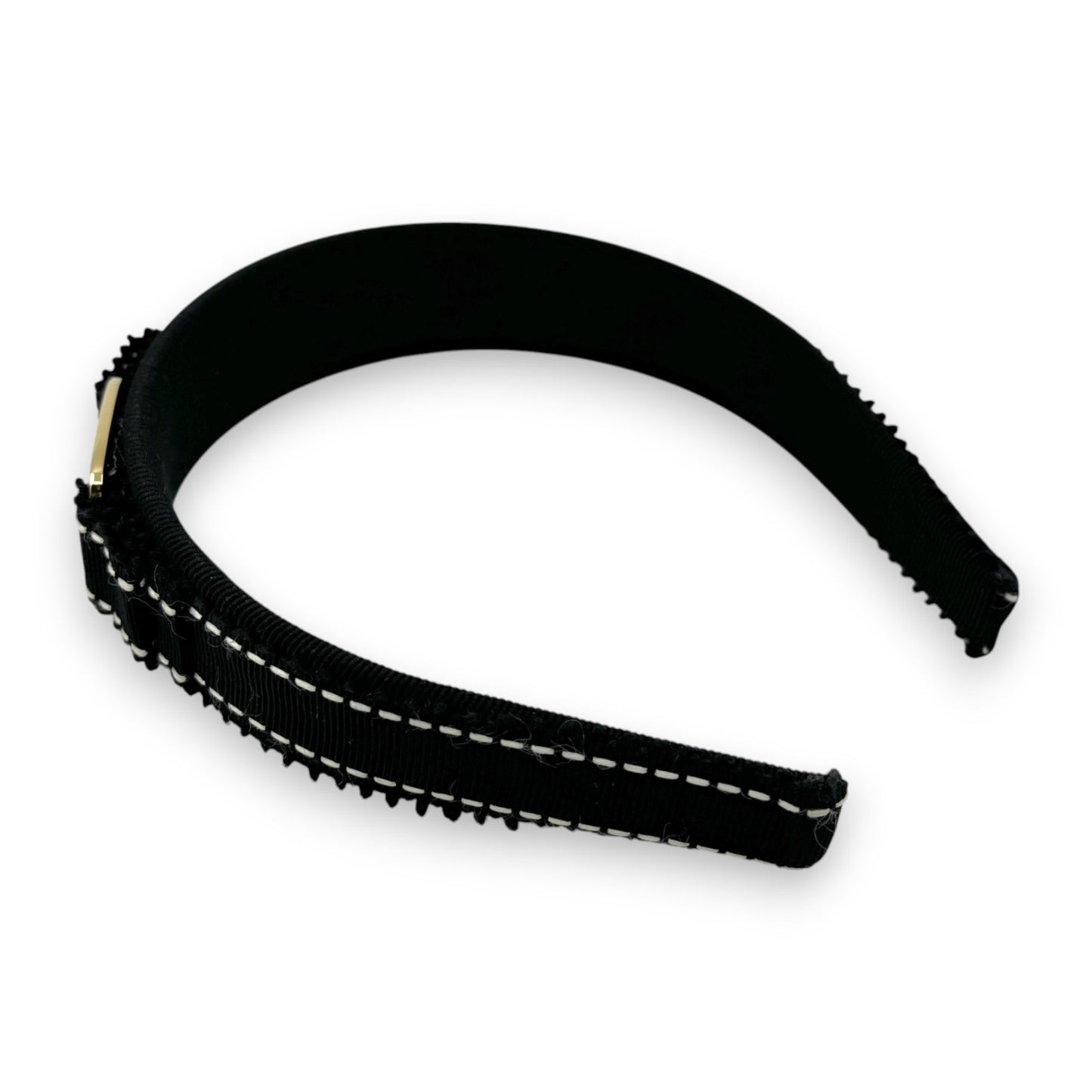 Salvatore Ferragamo Vara Ribbon Black Headband Gold Plate Hair Accessory