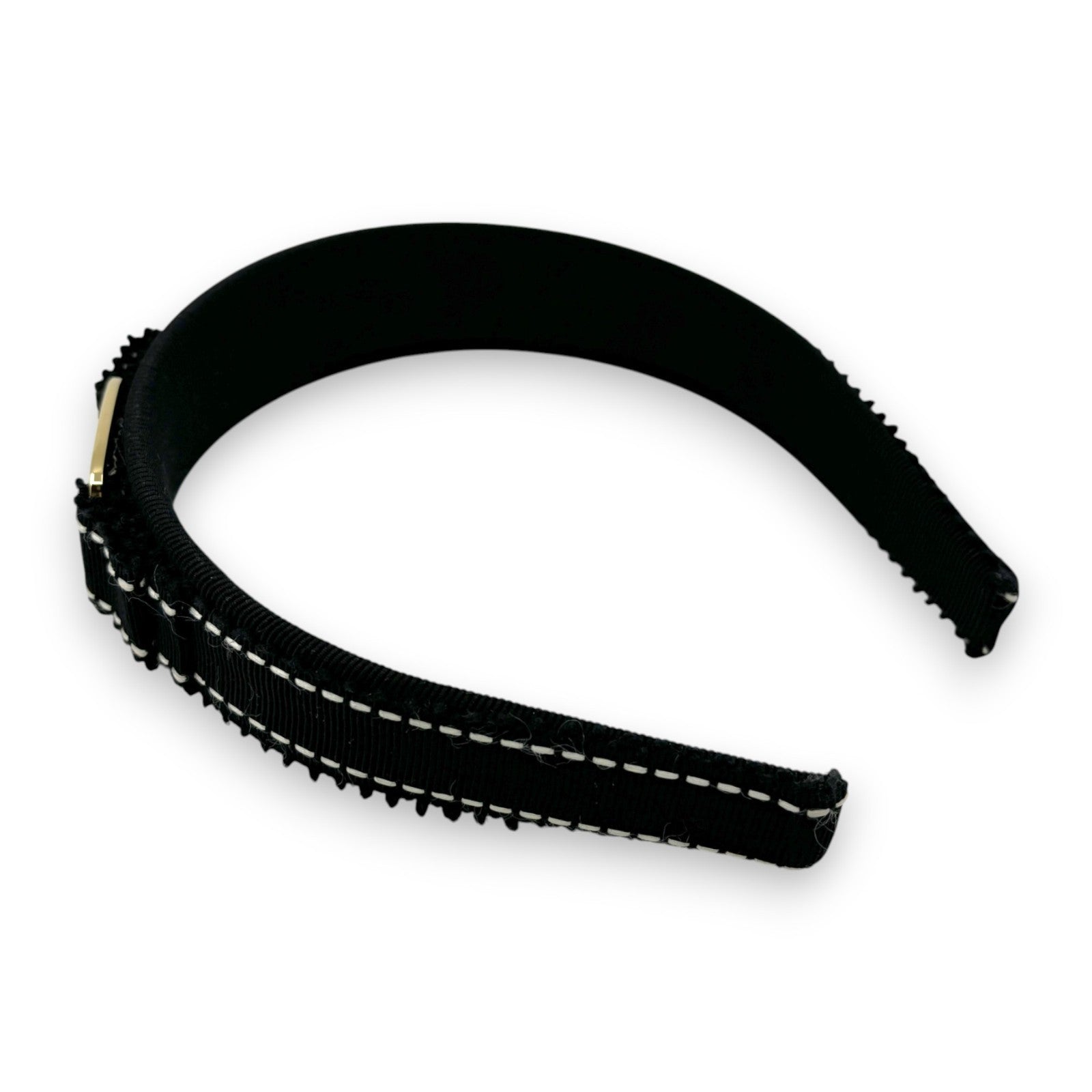 Salvatore Ferragamo Vara Ribbon Black Headband Gold Plate Hair Accessory