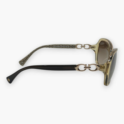 COACH Sunglasses HC8019A L506 Beatrice Sand Brown Frame Signature Temple Logo