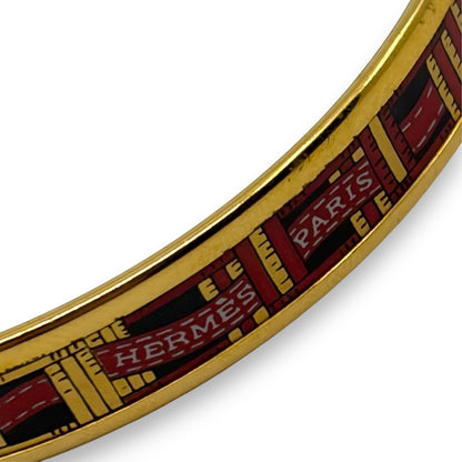 Hermes Enamel Bracelet Bangle Émail PM Gold Black w/ Box