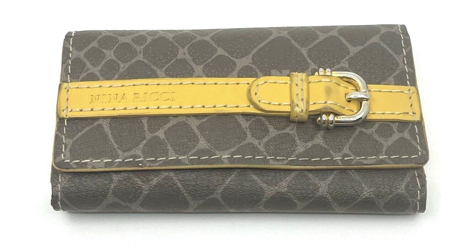 Nina Rich Leather Shoulder Bag Brown Key Case Necklace 3 Set