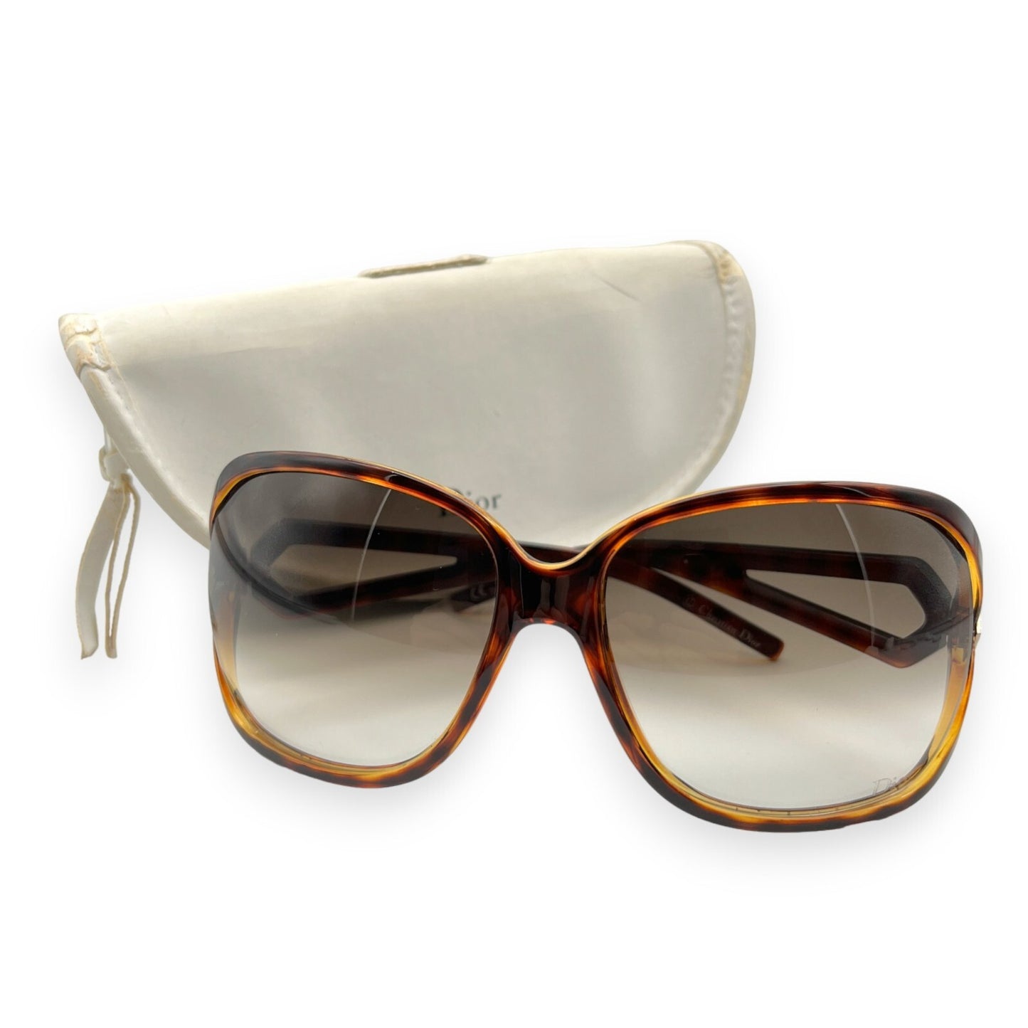 Christian Dior Madrague Square Sunglasses Brown w/ Case