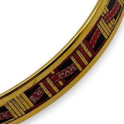 Hermes Enamel Bracelet Bangle Émail PM Gold Black w/ Box