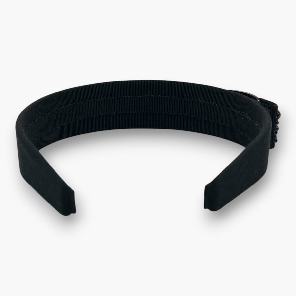 Salvatore Ferragamo Vara Ribbon Headband Crystal Black Italy W/ Dust Bag