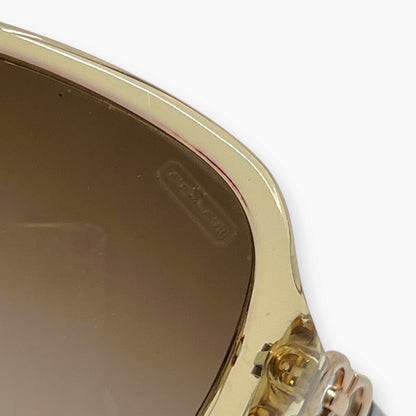 COACH Sunglasses HC8019A L506 Beatrice Sand Brown Frame Signature Temple Logo