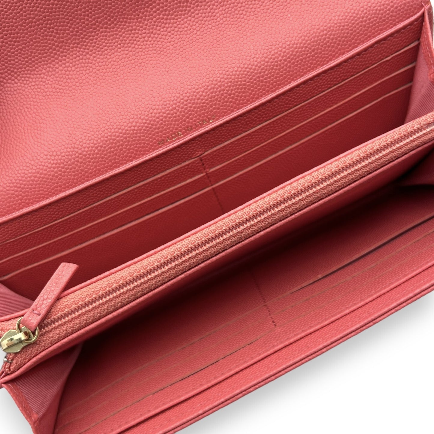 Chanel Caviar Skin Leather Long Wallet  Pink w/ Dust Bag & Certificate