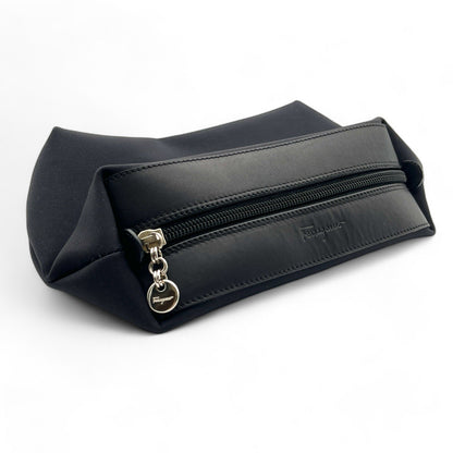 Salvatore Ferragamo Fabric and Leather Pouch in Black