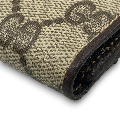 Gucci GG Supreme Canvas Web Stripe Bifold Wallet Brown Leather
