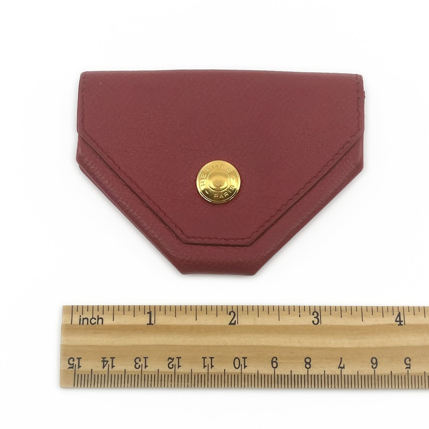 Hermes Le 24 Coin Purse in Red Epsom Leather with Gold Tone Hardware