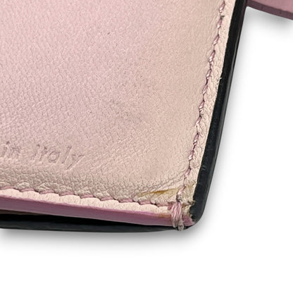 Celine Black Pink Leather Card Holder with Snap Tab