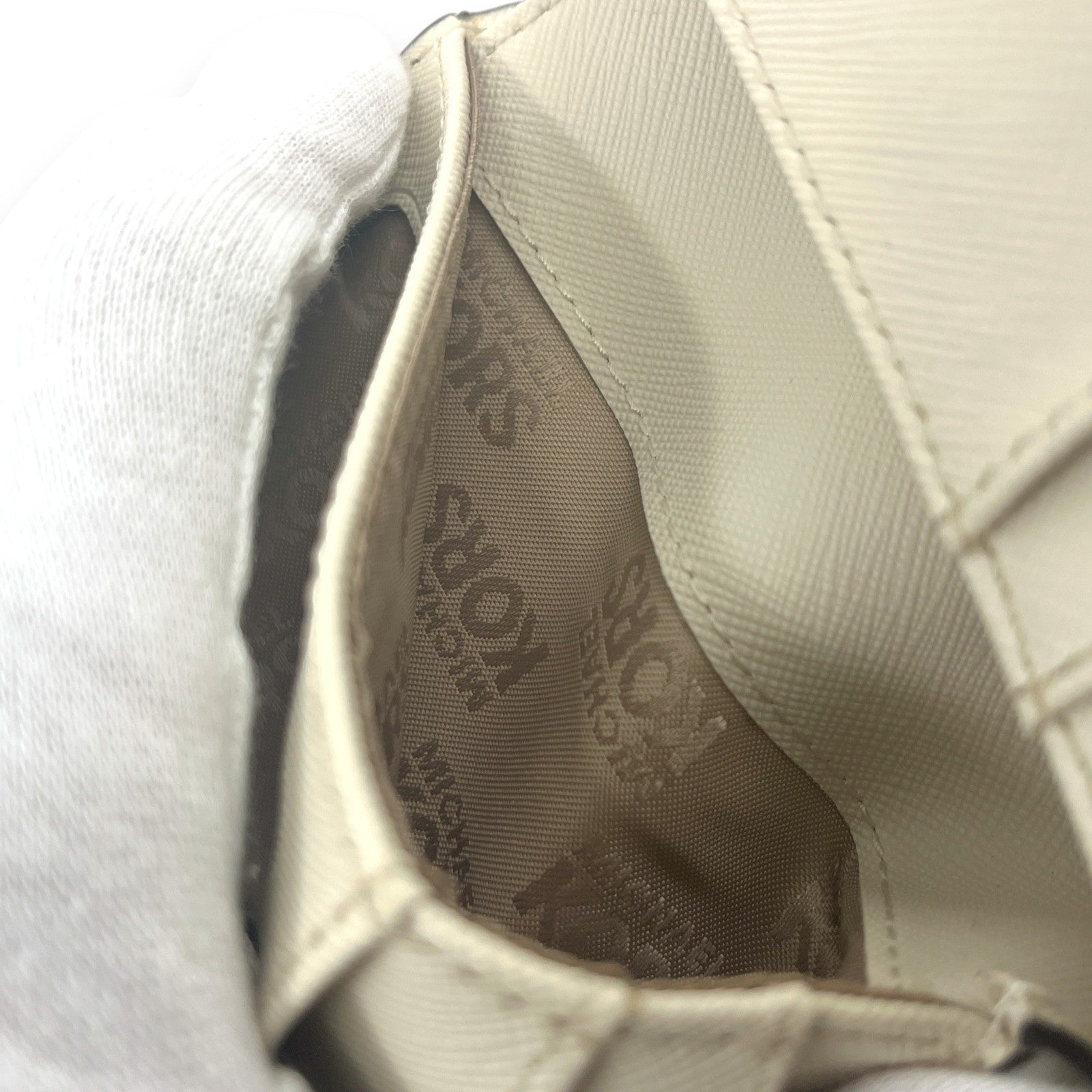 Michael Kors White Leather Compact Bifold Wallet