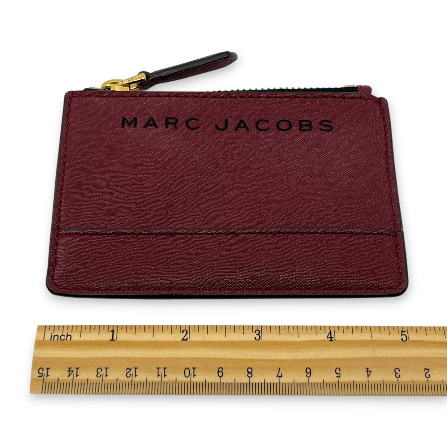 Marc Jacobs Burgundy Leather Zip Card Case with Key Ring and ID Window