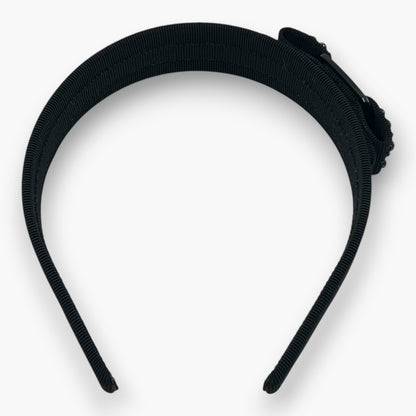 Salvatore Ferragamo Vara Ribbon Headband Crystal Black Italy W/ Dust Bag