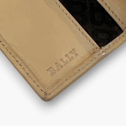 BALLY Leather Key Case 6 Hooks Beige Gold Tone Logo Made in Italy
