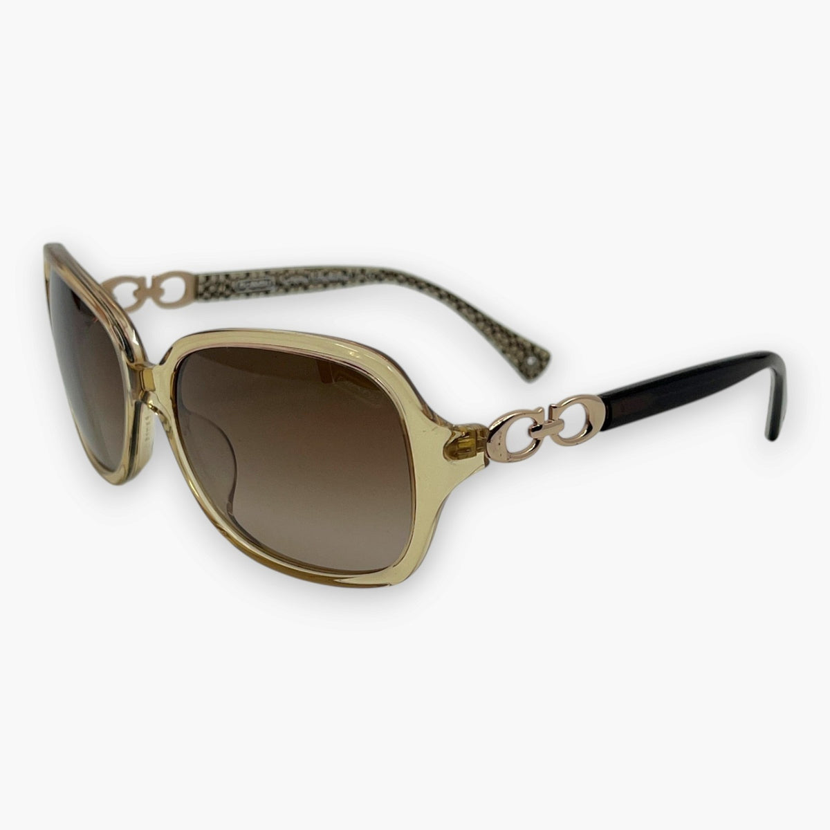 COACH Sunglasses HC8019A L506 Beatrice Sand Brown Frame Signature Temple Logo