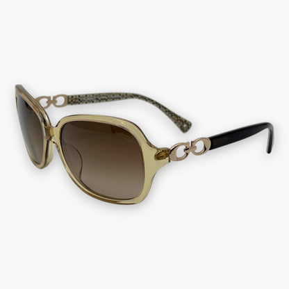 COACH Sunglasses HC8019A L506 Beatrice Sand Brown Frame Signature Temple Logo