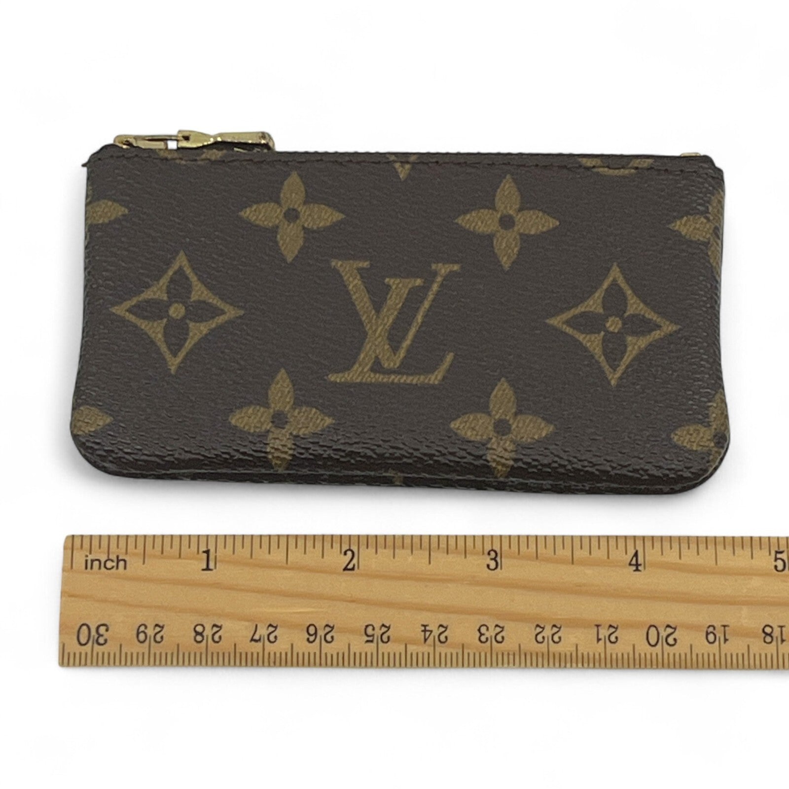 Louis Vuitton Monogram Pochette Cles Coin Purse and Keychain Brown