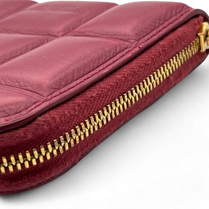 Bottega Veneta Padded Paper Calf Mini Wallet Burgundy Red Zipper