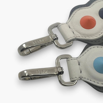 FENDI Strap You Shoulder Strap White Leather Multi-Color Studs