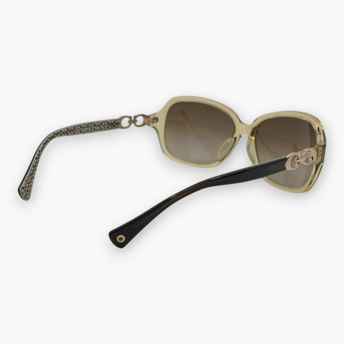 COACH Sunglasses HC8019A L506 Beatrice Sand Brown Frame Signature Temple Logo