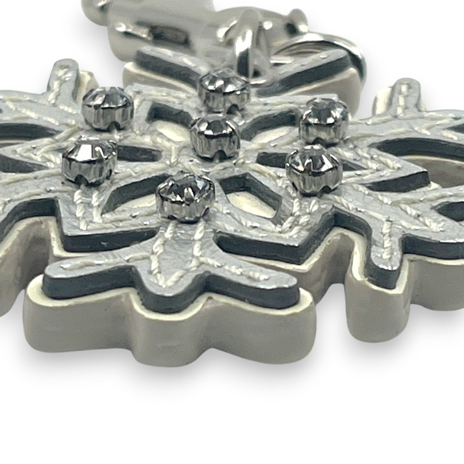 Coach Snowflake Keychain Bag Charm in Silver with Rhinestone