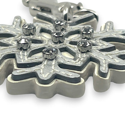 Coach Snowflake Keychain Bag Charm in Silver with Rhinestone