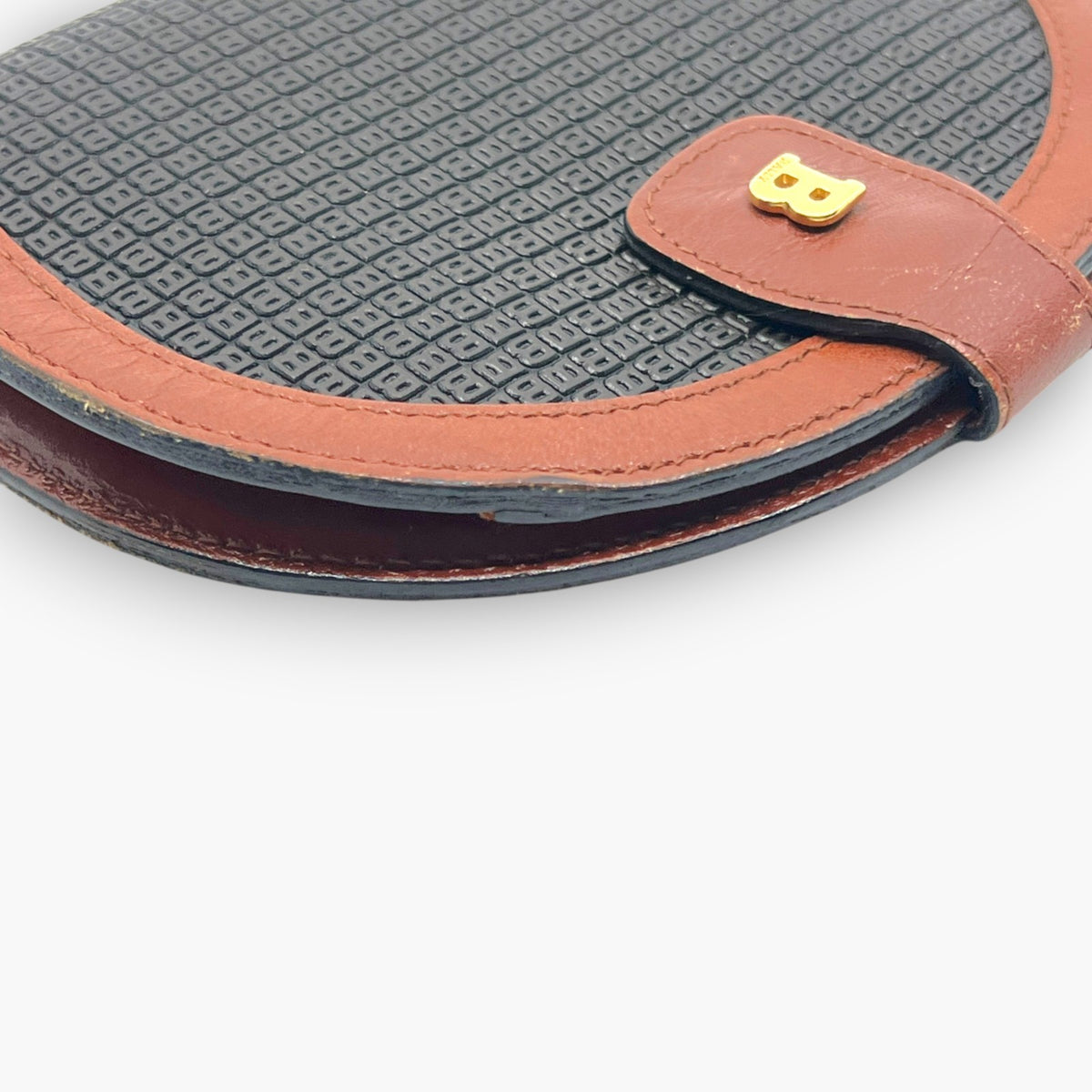 BALLY Vintage Coin Purse Wallet Leather Brown Black B Logo Made in Italy Compact