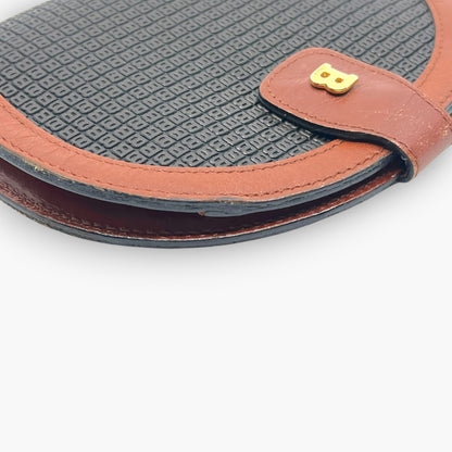 BALLY Vintage Coin Purse Wallet Leather Brown Black B Logo Made in Italy Compact