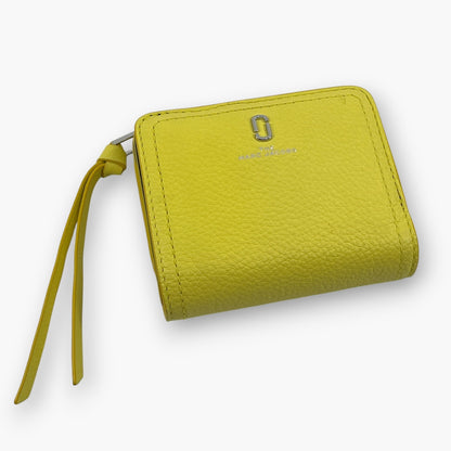 Marc Jacobs Bifold Wallet Wristlet Zip Coin Pocket Yellow Leather M0015122