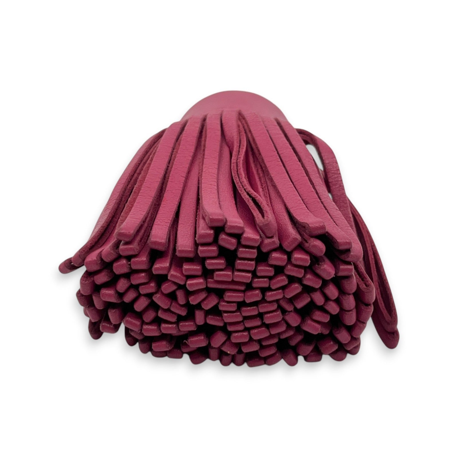 Hermès Carmen Rose Pourpre Pink Leather Tassel Key Ring Charm w/ Box