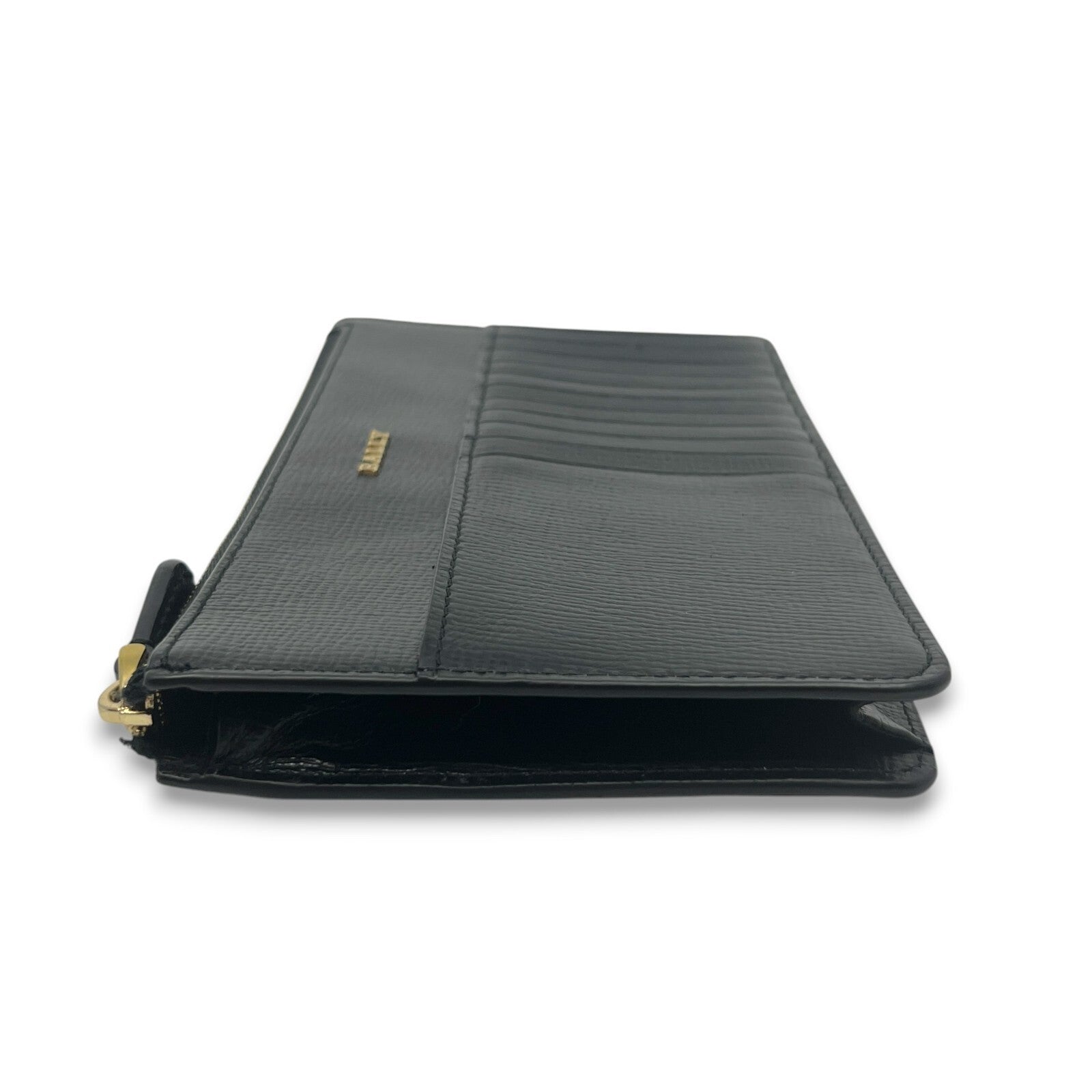 Bally Mandy Leather Chain Card Wallet Black with Box and Dust Cloth