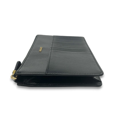 Bally Mandy Leather Chain Card Wallet Black with Box and Dust Cloth