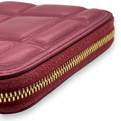 Bottega Veneta Padded Paper Calf Mini Wallet Burgundy Red Zipper