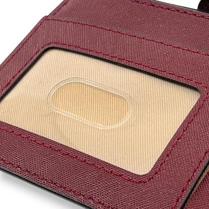 Marc Jacobs Burgundy Leather Zip Card Case Wallet Key Ring ID Window