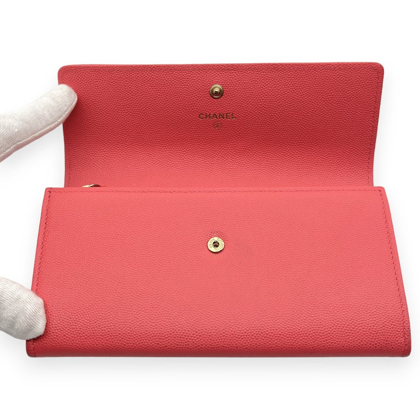 Chanel Caviar Skin Leather Long Wallet  Pink w/ Dust Bag & Certificate