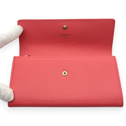 Chanel Caviar Skin Leather Long Wallet  Pink w/ Dust Bag & Certificate