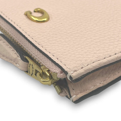 Coach Zip Card Case Coin Purse Light Pink Leather with Key Ring