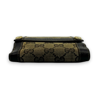 Gucci GG Canvas Bifold Wallet Brown Leather Trim w/ Box