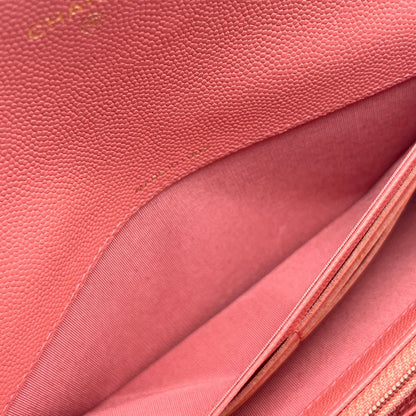 Chanel Caviar Skin Leather Long Wallet  Pink w/ Dust Bag & Certificate