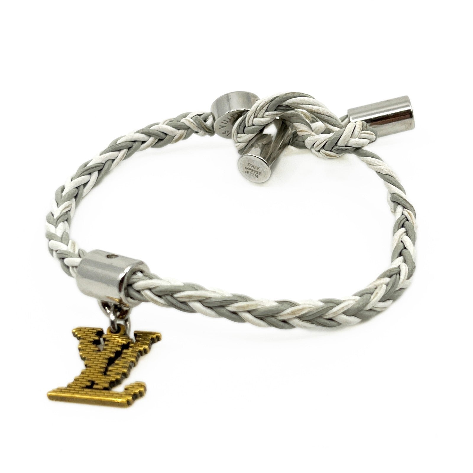 Louis Vuitton Friendship Accessories Leather Bracelet White and Gray MP225E