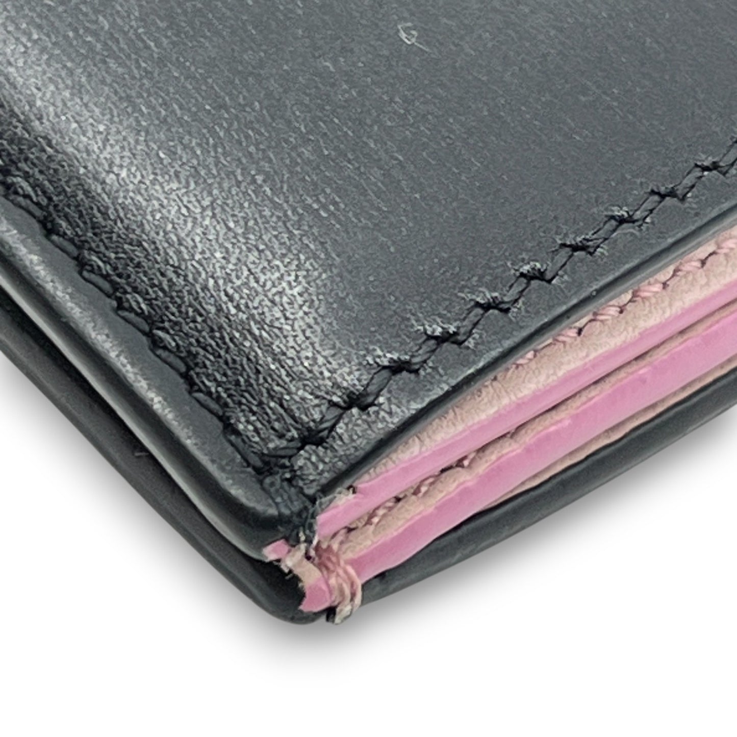 Celine Black Pink Leather Card Holder with Snap Tab