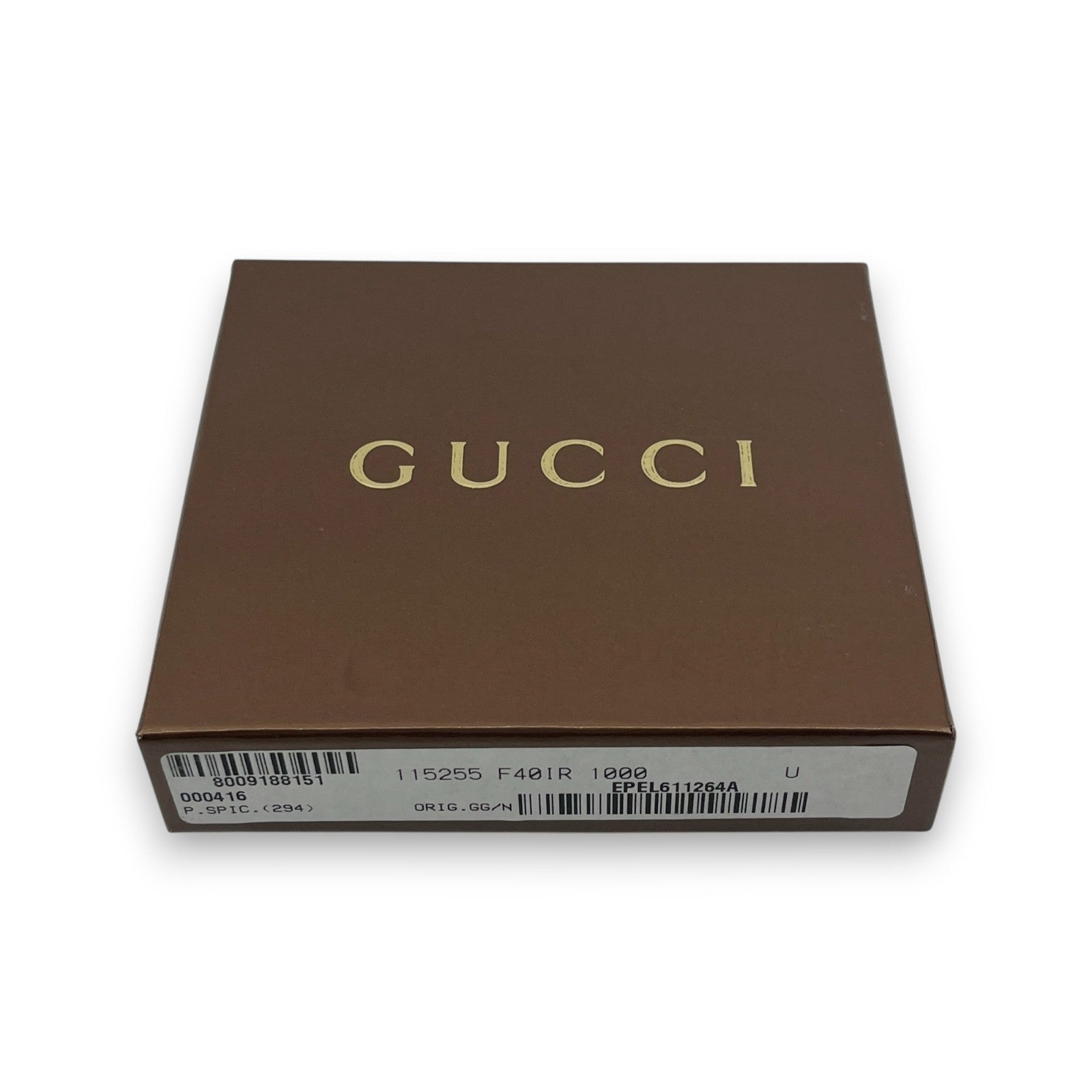 Gucci GG Canvas Coin Purse Black Leather Trim Compact w/ Box