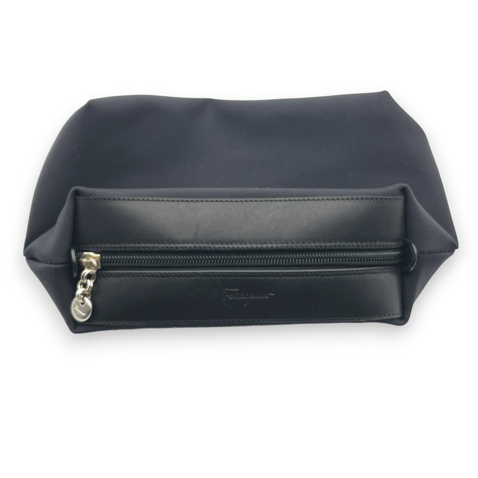Salvatore Ferragamo Fabric and Leather Pouch in Black