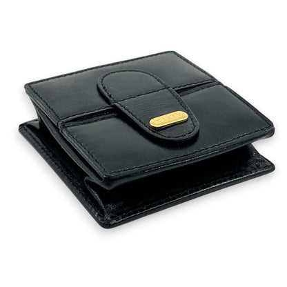 Bally Compact Leather Coin Wallet in Black w/ Box and Dust Bag